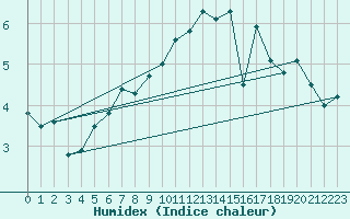 Courbe de l'humidex pour Crap Masegn