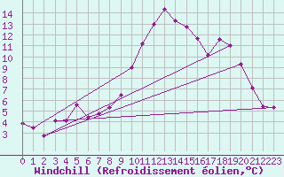 Courbe du refroidissement olien pour Schauenburg-Elgershausen