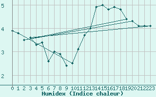 Courbe de l'humidex pour Punta Marina