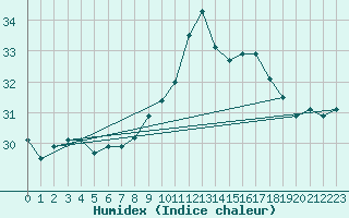 Courbe de l'humidex pour Ile du Levant (83)