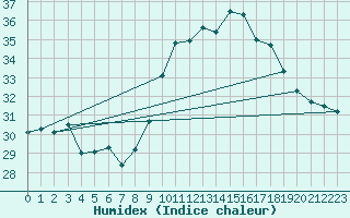 Courbe de l'humidex pour Ste (34)