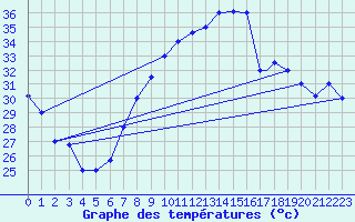 Courbe de tempratures pour Biskra
