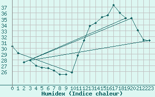 Courbe de l'humidex pour Goianesia
