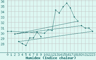 Courbe de l'humidex pour Wittenberg