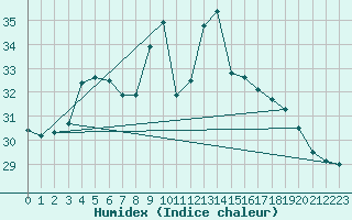 Courbe de l'humidex pour Pointe de Chassiron (17)