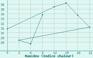 Courbe de l'humidex pour Sebha