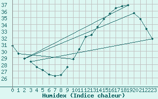 Courbe de l'humidex pour Jan (Esp)