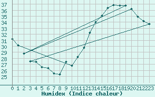 Courbe de l'humidex pour Jan (Esp)