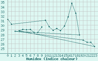 Courbe de l'humidex pour Sallles d'Aude (11)