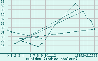 Courbe de l'humidex pour Jan (Esp)