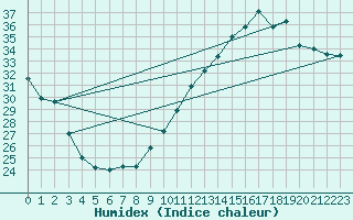 Courbe de l'humidex pour Jan (Esp)