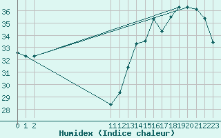 Courbe de l'humidex pour Ibague / Perales