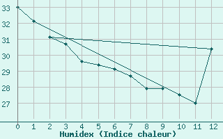 Courbe de l'humidex pour Rio Branco