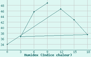 Courbe de l'humidex pour Bahraich