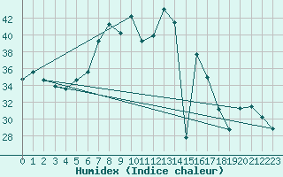 Courbe de l'humidex pour Vieste