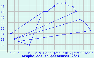 Courbe de tempratures pour Timimoun