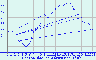 Courbe de tempratures pour Ouargla