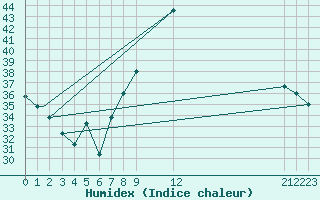 Courbe de l'humidex pour Timimoun