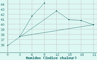 Courbe de l'humidex pour Okha