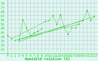 Courbe de l'humidit relative pour Ile du Levant (83)