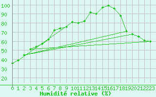 Courbe de l'humidit relative pour Campsie Auto