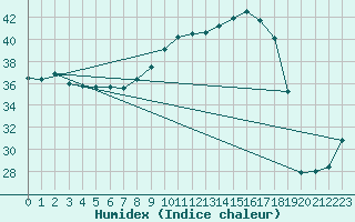 Courbe de l'humidex pour Douzens (11)