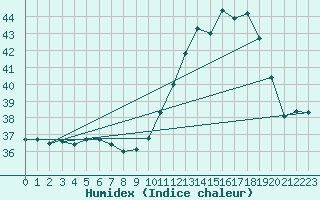 Courbe de l'humidex pour Belem