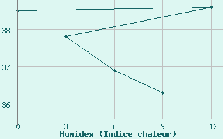 Courbe de l'humidex pour Zanderij