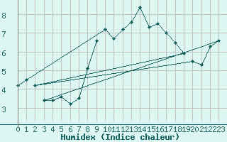 Courbe de l'humidex pour Valley