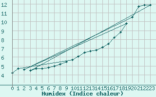 Courbe de l'humidex pour Nigula