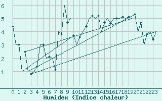 Courbe de l'humidex pour Timisoara