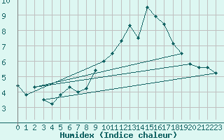 Courbe de l'humidex pour Magilligan