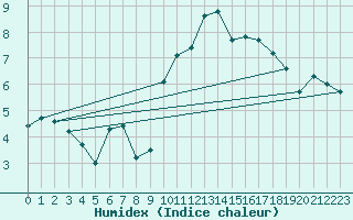 Courbe de l'humidex pour Punta Galea