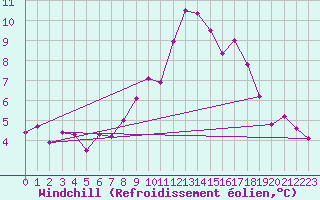 Courbe du refroidissement olien pour Schaerding