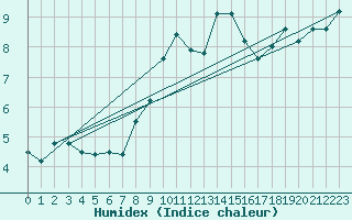Courbe de l'humidex pour Kleiner Feldberg / Taunus
