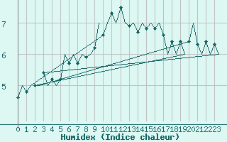 Courbe de l'humidex pour Vlieland