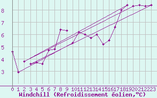 Courbe du refroidissement olien pour Offenbach Wetterpar