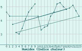 Courbe de l'humidex pour Ble - Binningen (Sw)