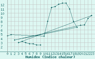 Courbe de l'humidex pour Muret (31)