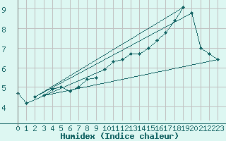 Courbe de l'humidex pour Waibstadt