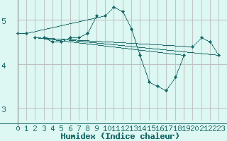 Courbe de l'humidex pour Kozienice