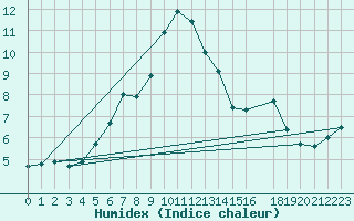 Courbe de l'humidex pour Sjaelsmark