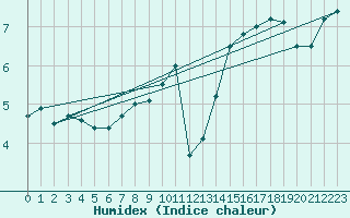 Courbe de l'humidex pour Sacueni