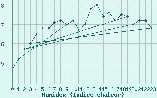 Courbe de l'humidex pour Hoernli