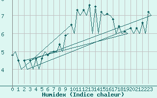 Courbe de l'humidex pour Katowice