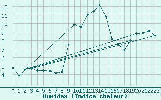 Courbe de l'humidex pour Moca-Croce (2A)