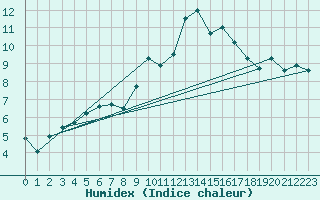 Courbe de l'humidex pour Ouzouer (41)