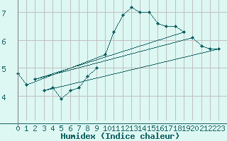 Courbe de l'humidex pour Radinghem (62)