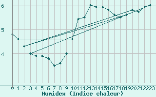 Courbe de l'humidex pour Erfde