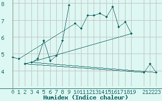 Courbe de l'humidex pour Monte Rosa